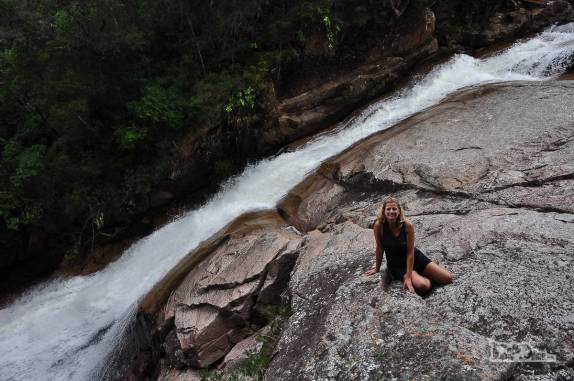 O rio das cachoeiras do rio Vermelho, na Várzea do Braço, em Santo Amaro da Imperatriz, perto de Florianópolis, em Santa Catarina
